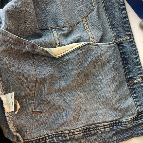 M&D Mens Denim Jacket Vintage Retro Trucker Inside Pocket Cotton Stretch L - Picture 4 of 5